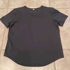 Lululemon High Neck Run and Train Short Sleeve Shirt, charcoal color.